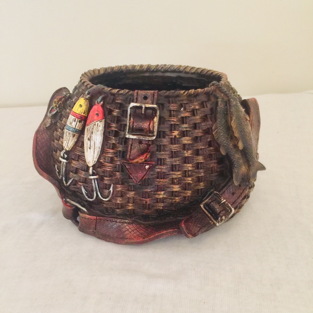 Fishing basket home decor